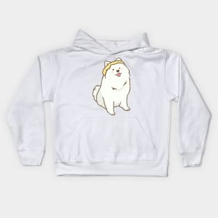 Cute samoyed with flowers Kids Hoodie